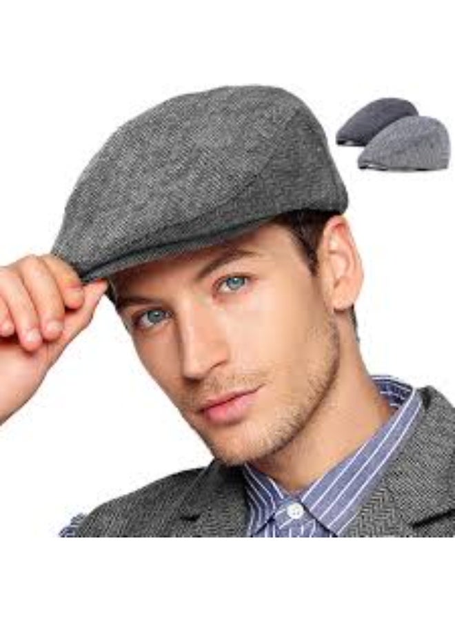 كاب رجالي كلاسيكي بتصميم هيرينجبون صوفي - أنيق للشتاء والمناسبات اليومية، خامة صوف مُمزجة عالية الجودة، بطانة مبطّنة لراحة حرارية، حافة مُدعّمة هدية مثالية للرجل العصري والأنيق - Image 1